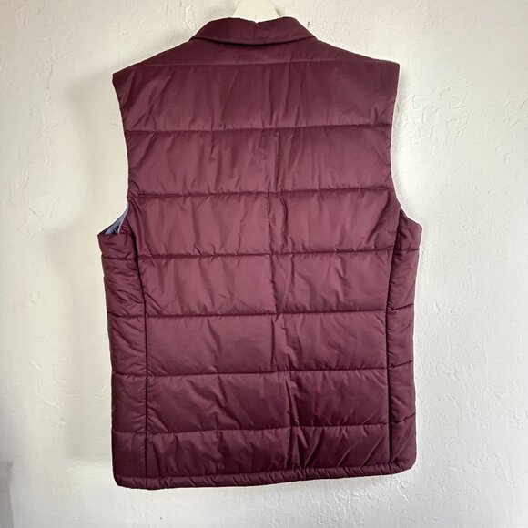 Robert Talbott Mens Burgundy Quilted Down Puffer Vest XL Button Front Packable - Picture 2 of 8